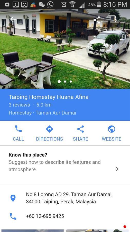 Taiping Homestay Husna Afina 外观 照片